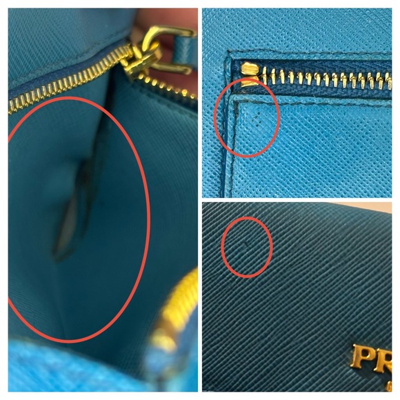 Authentic Vintage Prada Saffiano Wave Blue Leather Long Flap Wallet Celeste Voya - Picture 8 of 8